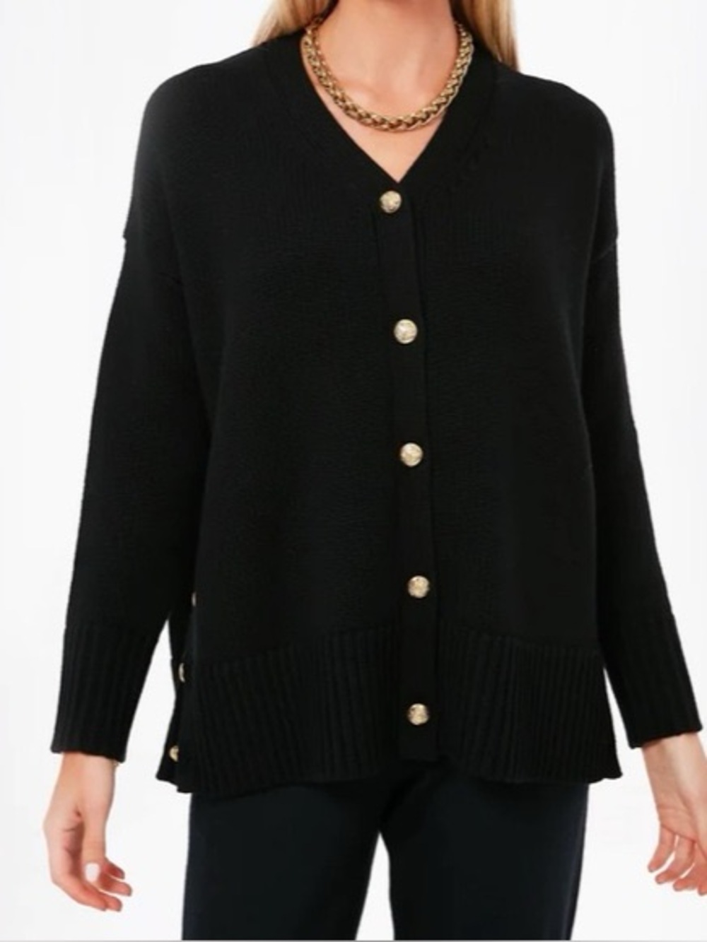 Tuckernuck Black Meyers 100% Wool Statement Button Cardigan